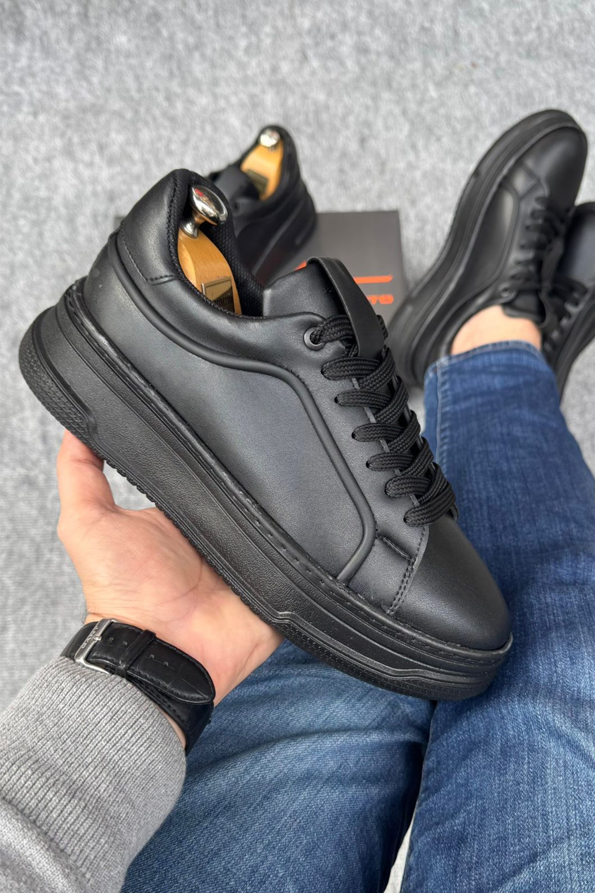 Chunky Sneaker | Yüksek Tabanlı Suni Deri Spor Ayakkabı Erkek Günlük Comfort