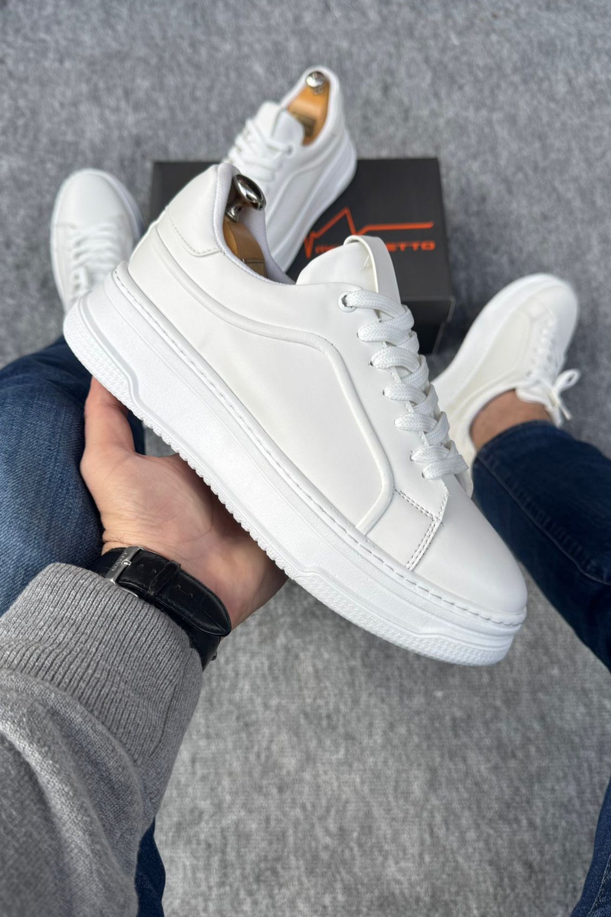 Chunky Sneaker | Yüksek Tabanlı Suni Deri Spor Ayakkabı Erkek Günlük Comfort