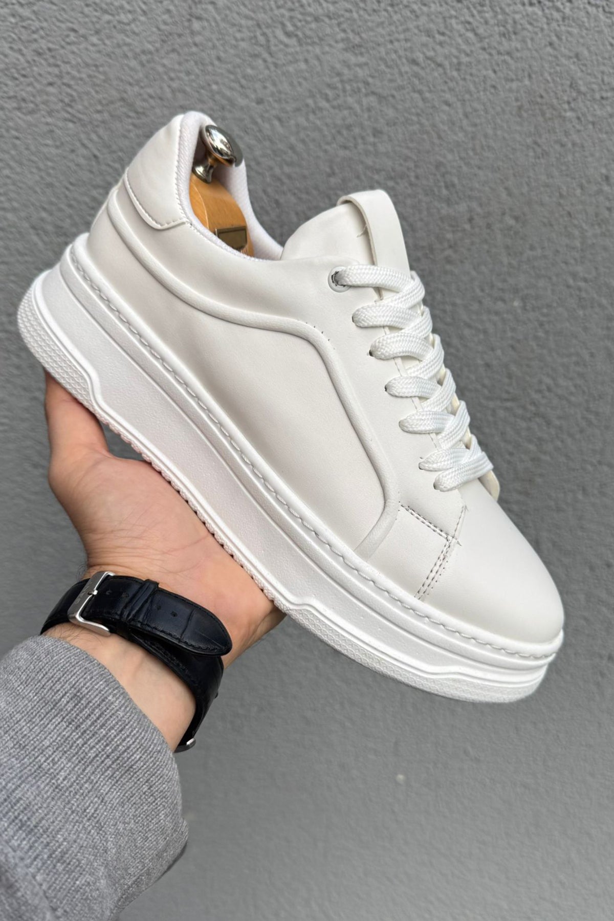 Chunky Sneaker | Yüksek Tabanlı Suni Deri Spor Ayakkabı Erkek Günlük Comfort