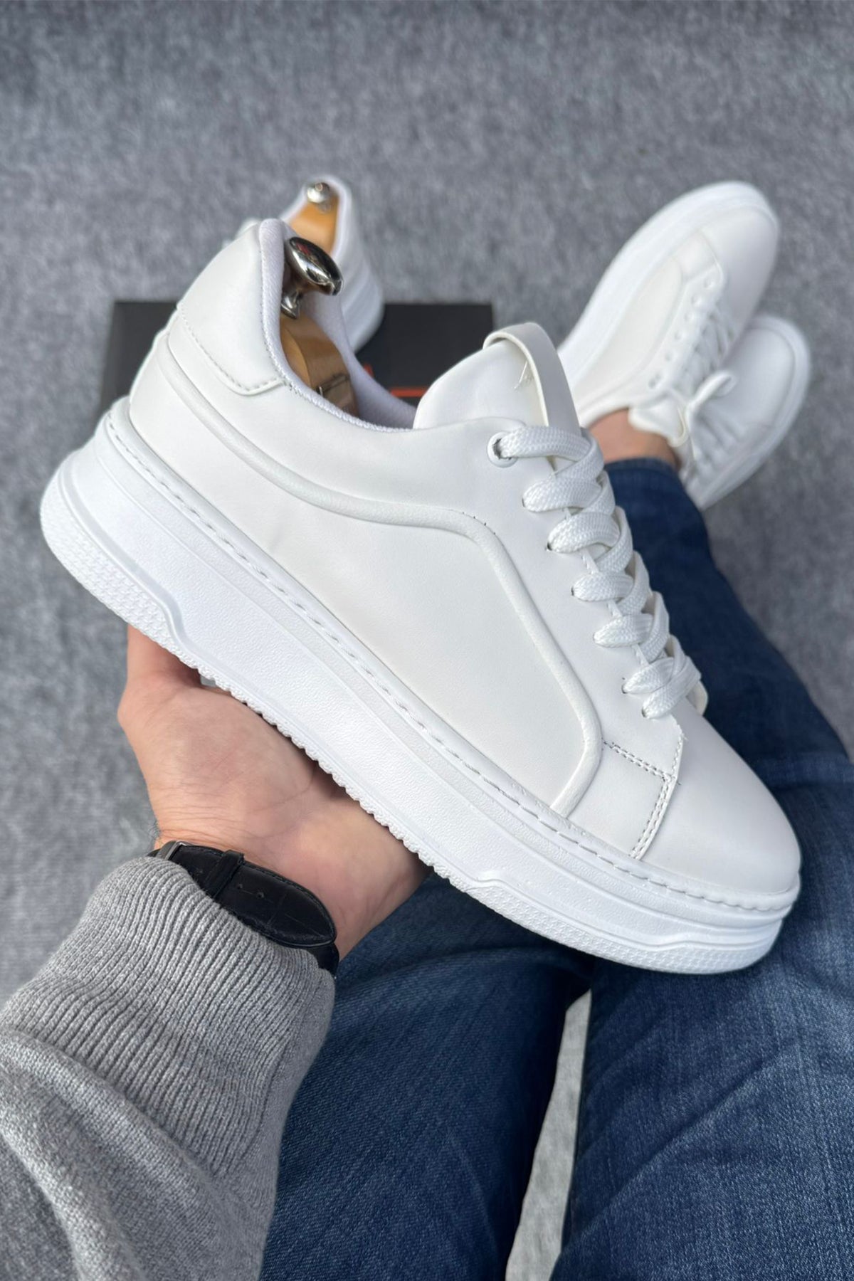 Chunky Sneaker | Yüksek Tabanlı Suni Deri Spor Ayakkabı Erkek Günlük Comfort