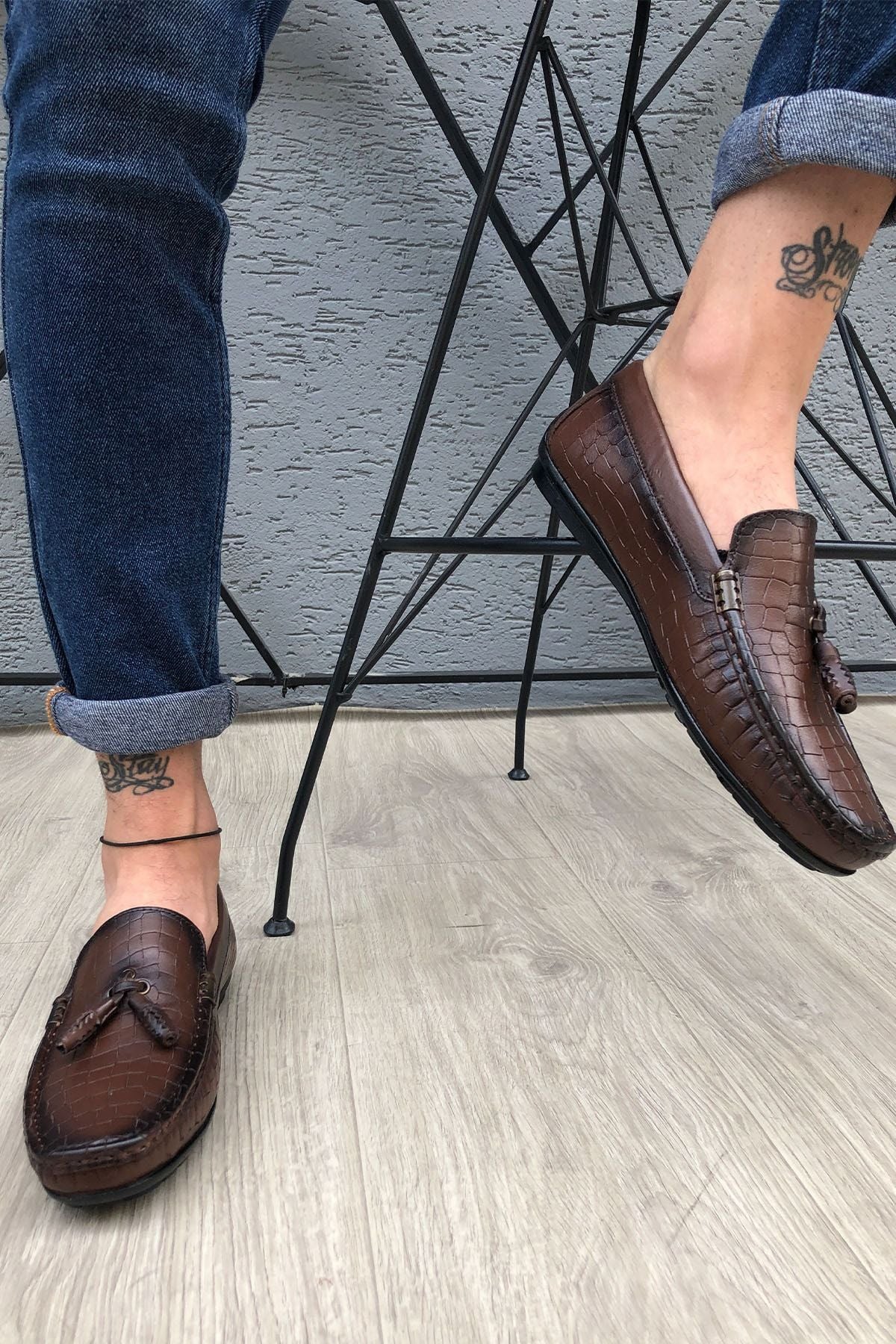 Hakiki Deri Kahverengi Erkek Loafer Ayakkabı Matk55p02000
