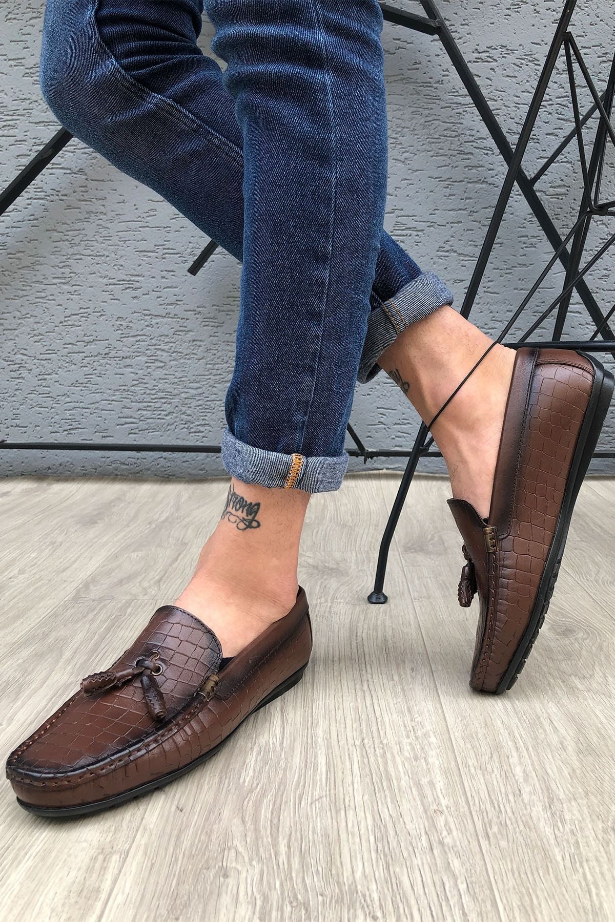 Hakiki Deri Kahverengi Erkek Loafer Ayakkabı Matk55p02000