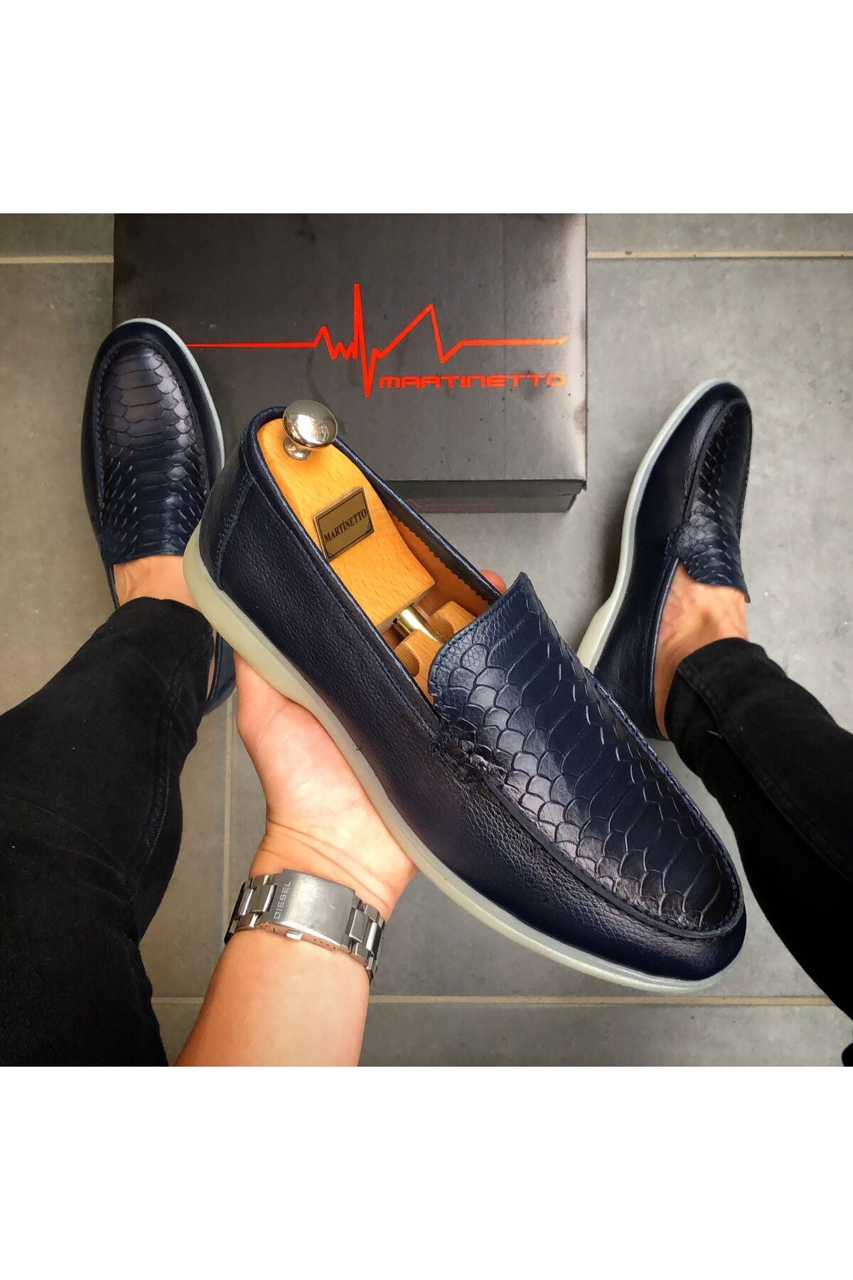 HAKİKİ DERİ LACİVERT LOAFER GÜNLÜK ERKEK AYAKKABI GÇLP2000