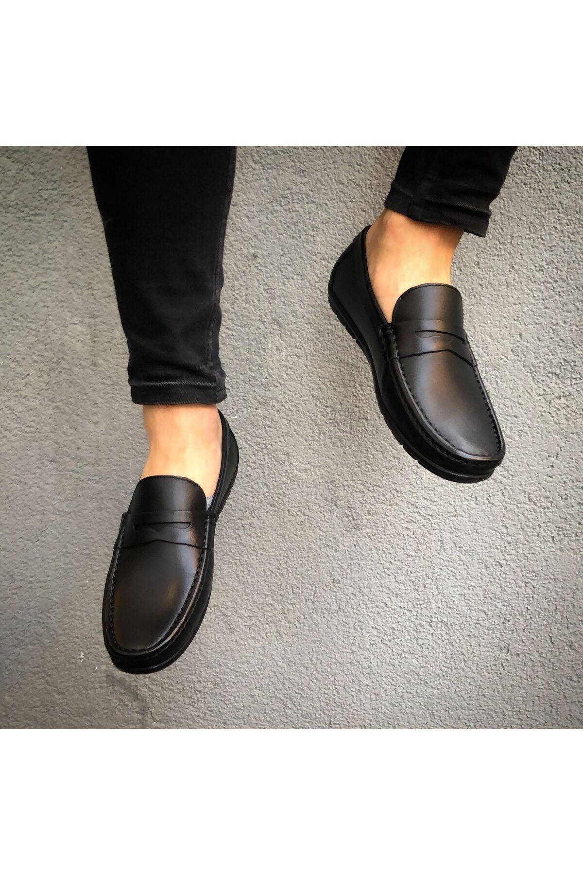 HAKİKİ DERİ SİYAH LOAFER GÜNLÜK ERKEK AYAKKABI GÇATK001