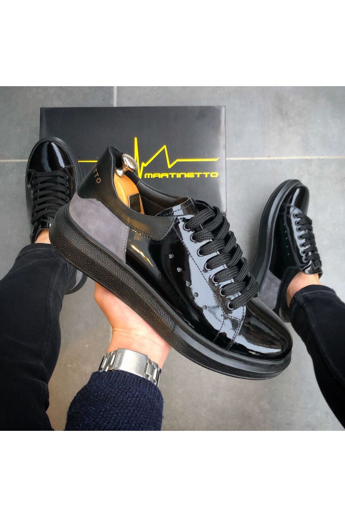 HAKİKİ DERİ YENİ SEZON RAHAT SİYAH RUGAN SNEAKER GÜNLÜK ERKEK AYAKKABI ÇG145398