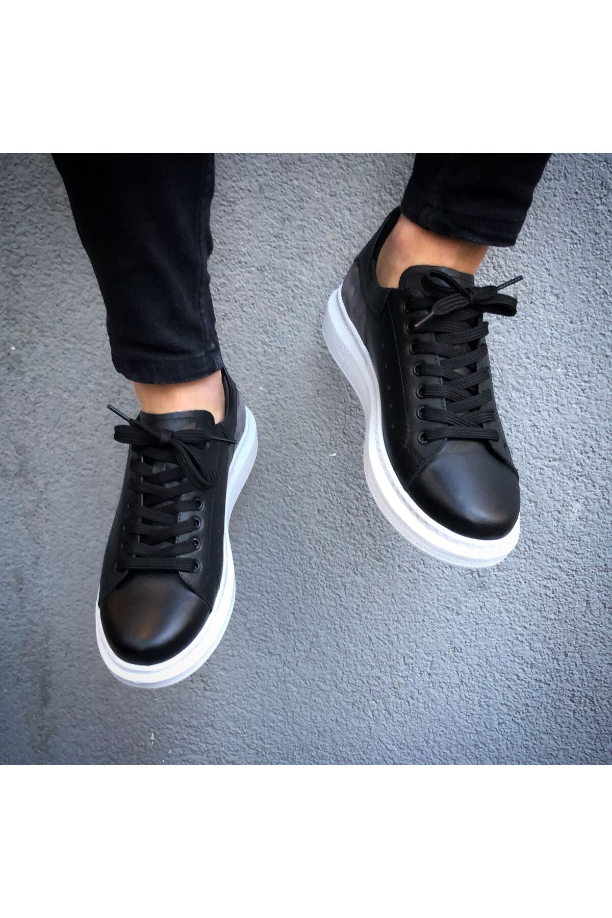 HAKİKİ DERİ YENİ SEZON RAHAT SİYAH SNEAKER GÜNLÜK ERKEK AYAKKABI ÇG150324