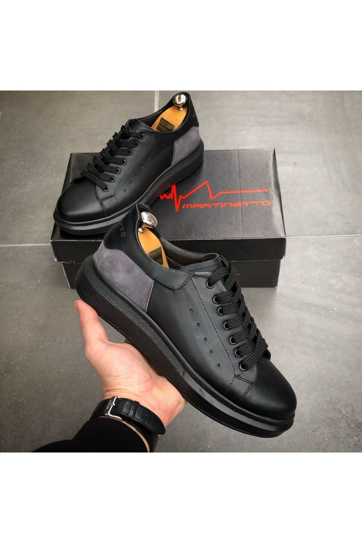 HAKİKİ DERİ YENİ SEZON RAHAT SİYAH SNEAKER GÜNLÜK ERKEK AYAKKABI EÇG1000500