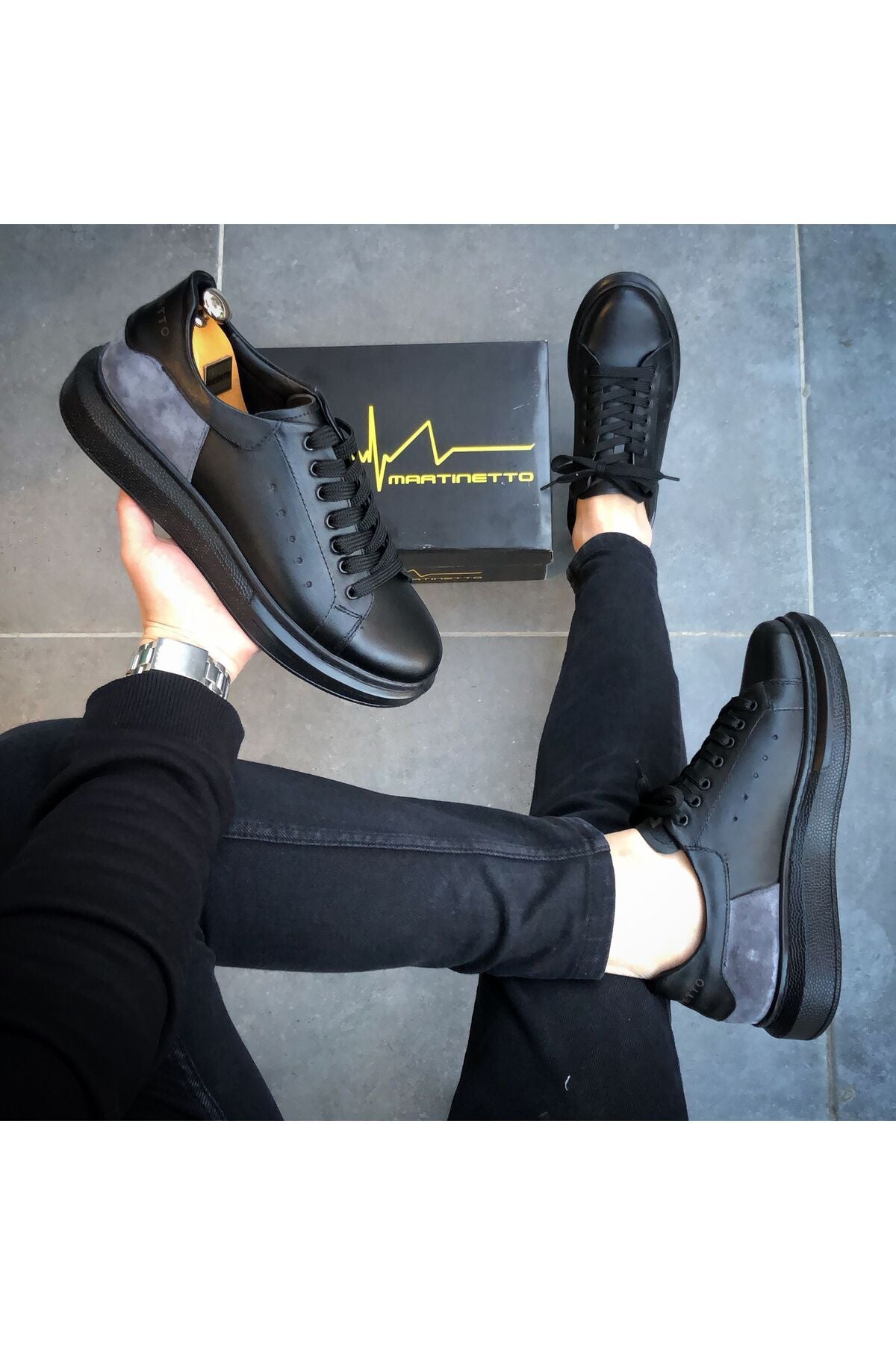 HAKİKİ DERİ YENİ SEZON RAHAT SİYAH SNEAKER GÜNLÜK ERKEK AYAKKABI EÇG1000500