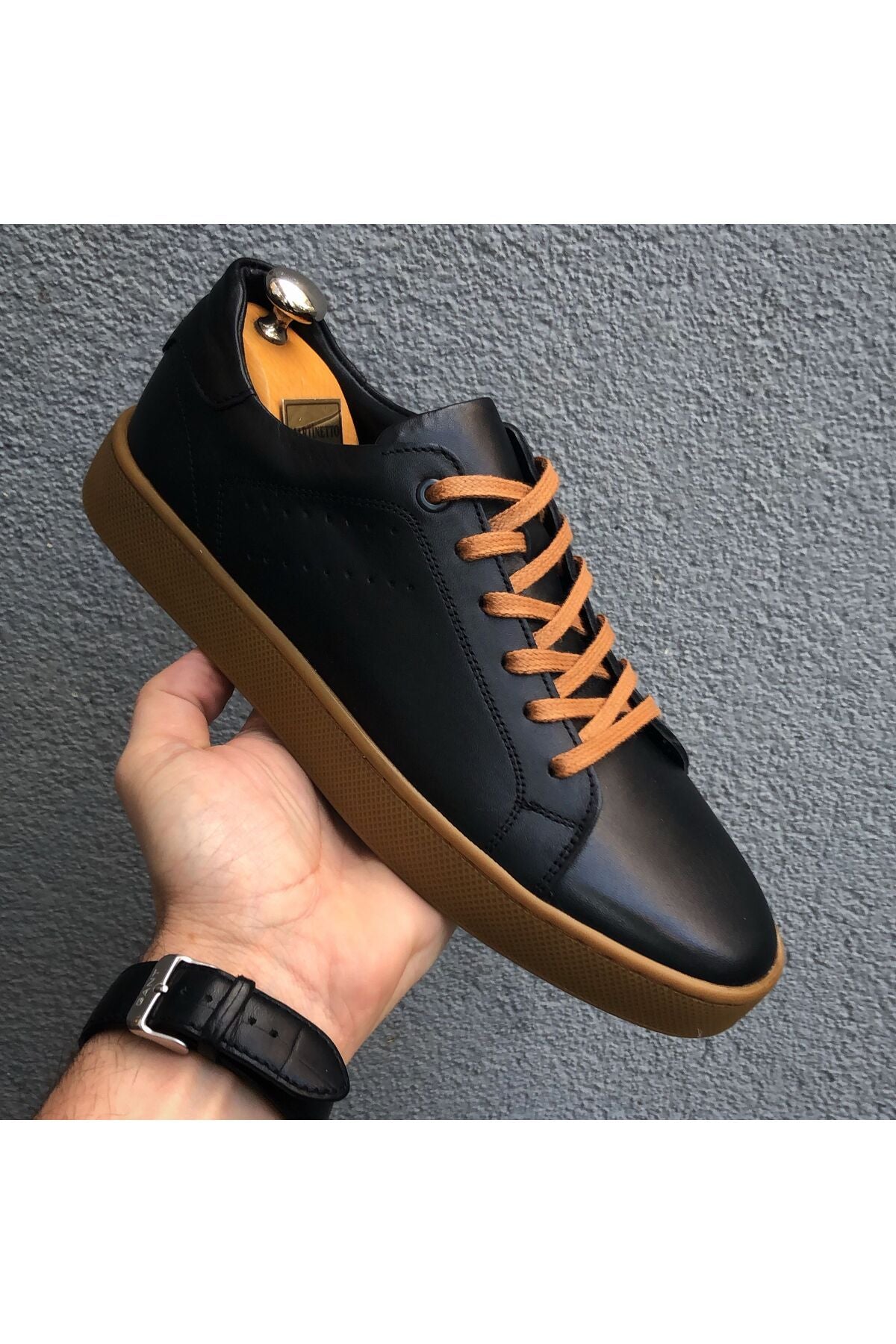 Hakiki Deri Yeni Sezon Rahat Siyah Sneaker Günlük Erkek Ayakkabı GY270524