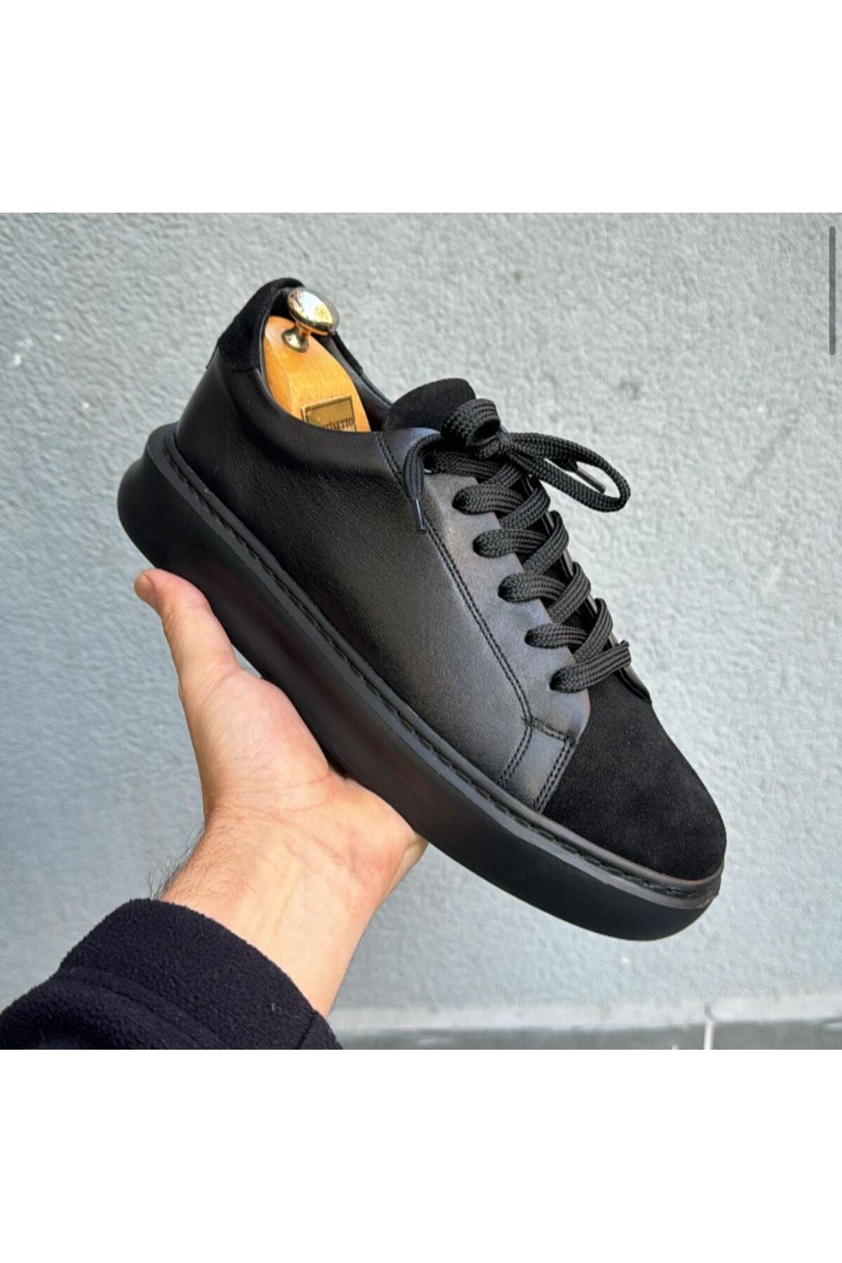 SİYAH ERKEK %100 HAKİKİ DERİ HAKİKİ SÜET SNEAKER RAHAT GÜNLÜK AYAKKABI 009001 SNEAKER