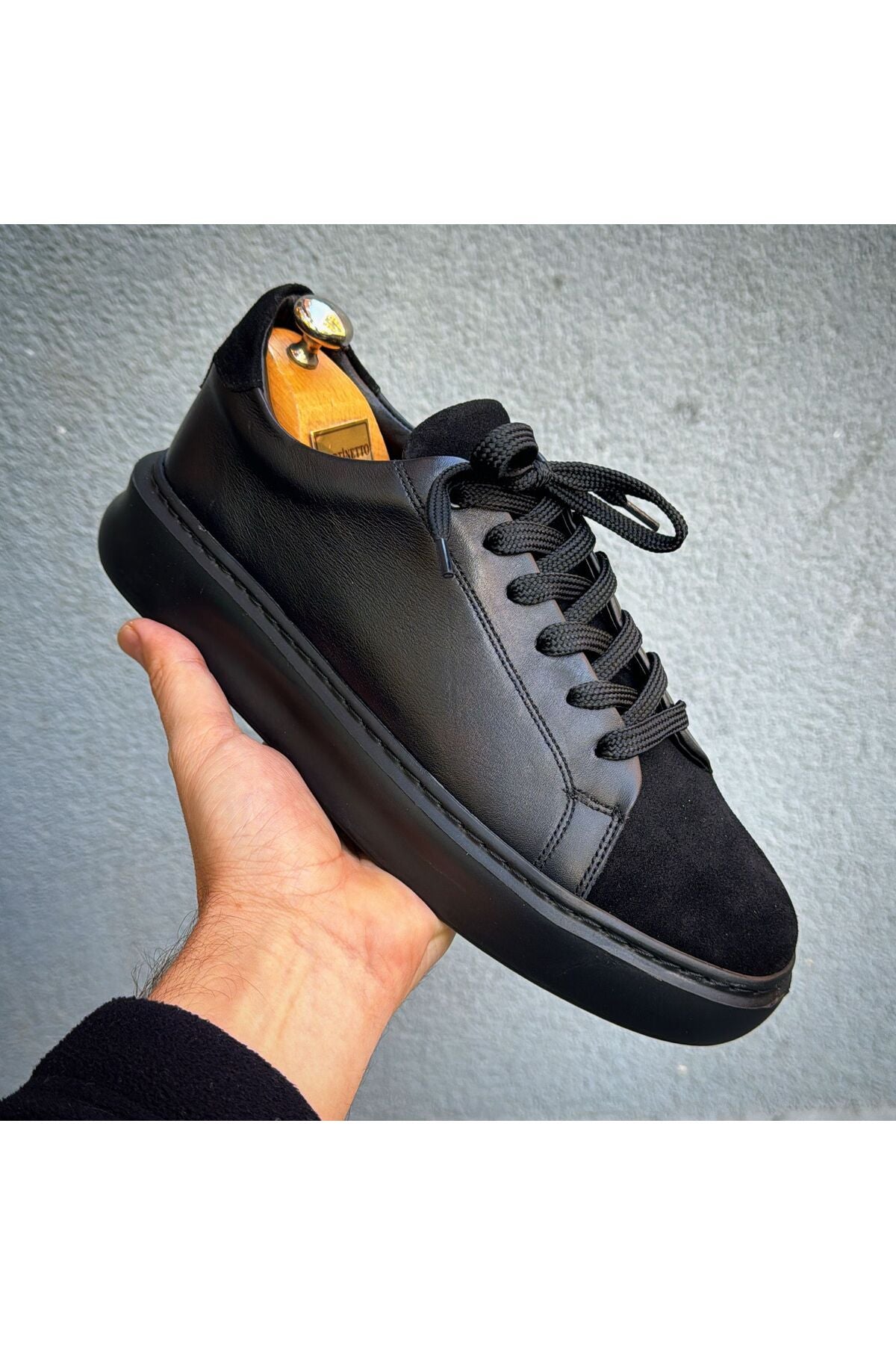 SİYAH ERKEK %100 HAKİKİ DERİ HAKİKİ SÜET SNEAKER RAHAT GÜNLÜK AYAKKABI 009001 SNEAKER