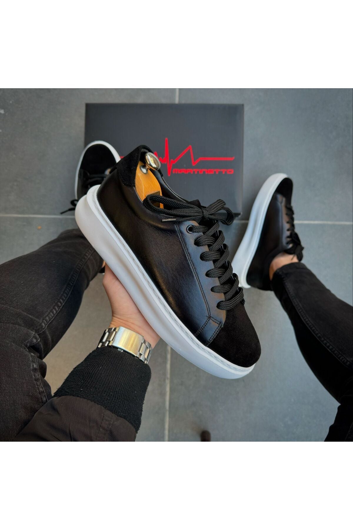SİYAH ERKEK %100 HAKİKİ DERİ HAKİKİ SÜET SNEAKER RAHAT GÜNLÜK AYAKKABI 009002 SNEAKER