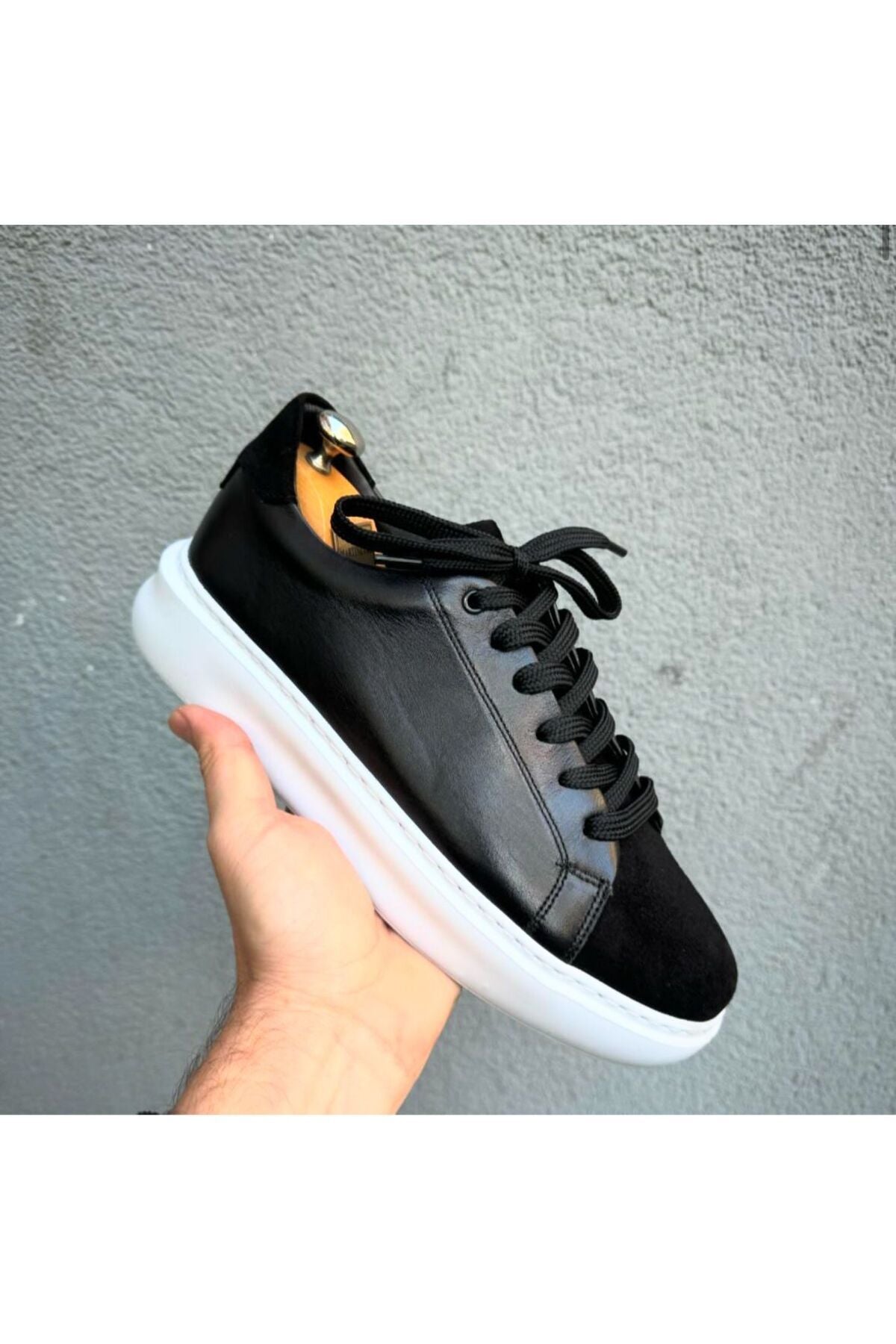 SİYAH ERKEK %100 HAKİKİ DERİ HAKİKİ SÜET SNEAKER RAHAT GÜNLÜK AYAKKABI 009002 SNEAKER