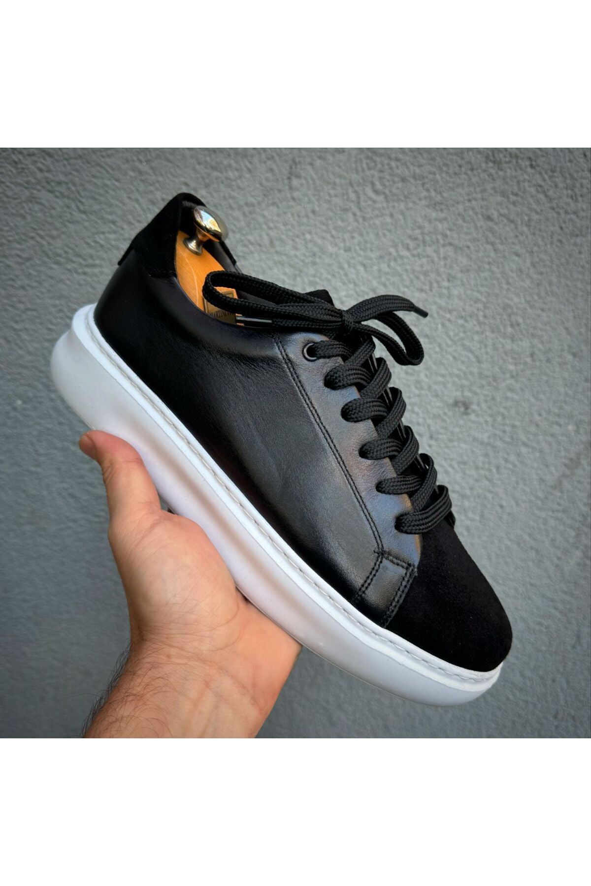 SİYAH ERKEK %100 HAKİKİ DERİ HAKİKİ SÜET SNEAKER RAHAT GÜNLÜK AYAKKABI 009002 SNEAKER
