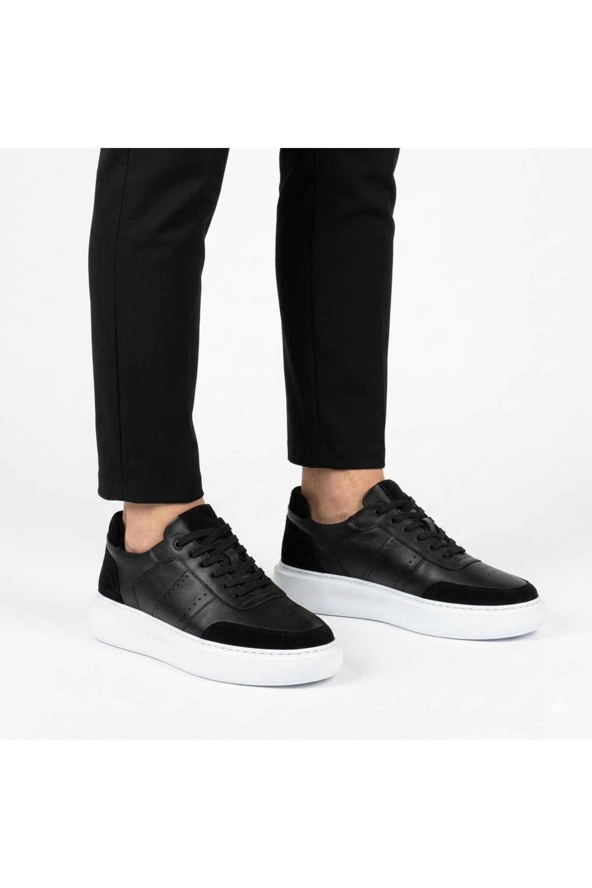 % 100 hakiki deri sneaker siyah süet detaylı erkek ayakkabı MRT28042026