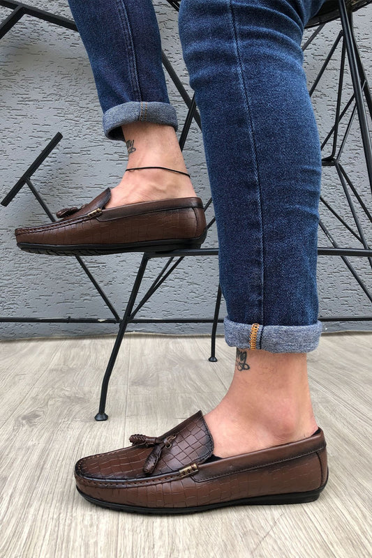 Hakiki Deri Kahverengi Erkek Loafer Ayakkabı Matk55p02000
