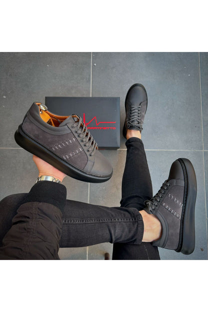 GRİ ithal suni deri Yüksek Taban Günlük bağcıklı Erkek sneaker Ayakkabı MRT000777