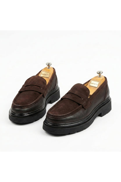 HAKİKİ DERİ & NUBUK YENİ SEZON ERKEK LOAFER AYAKKABI - COMFORT POLİ TABAN MRTNBKKAHSYH