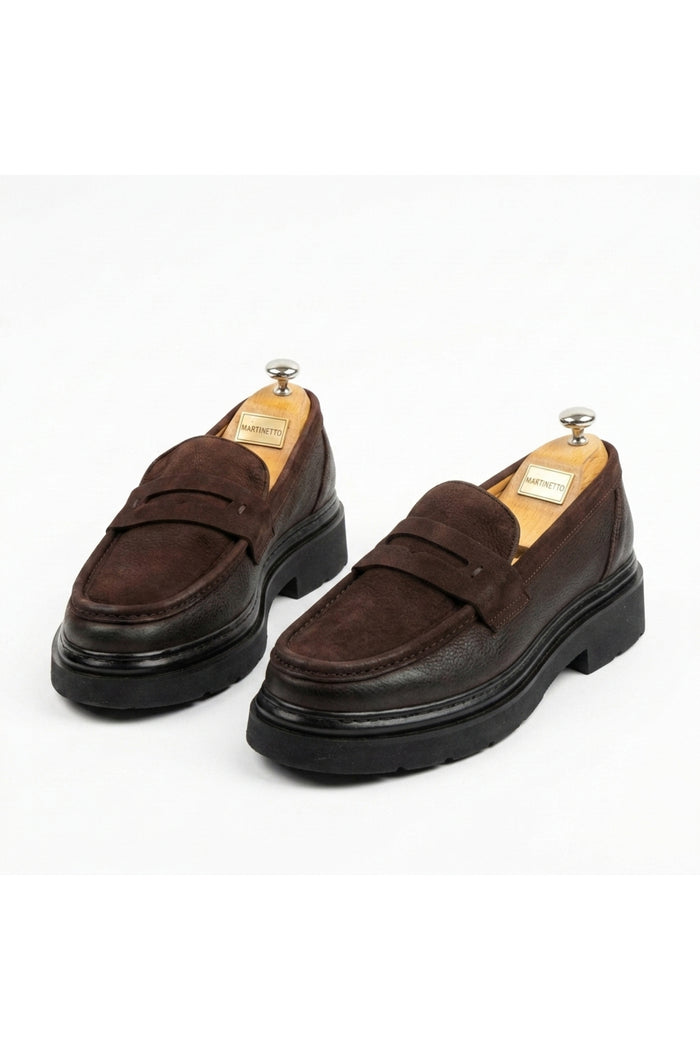 HAKİKİ DERİ & NUBUK YENİ SEZON ERKEK LOAFER AYAKKABI - COMFORT POLİ TABAN MRTNBKKAHSYH