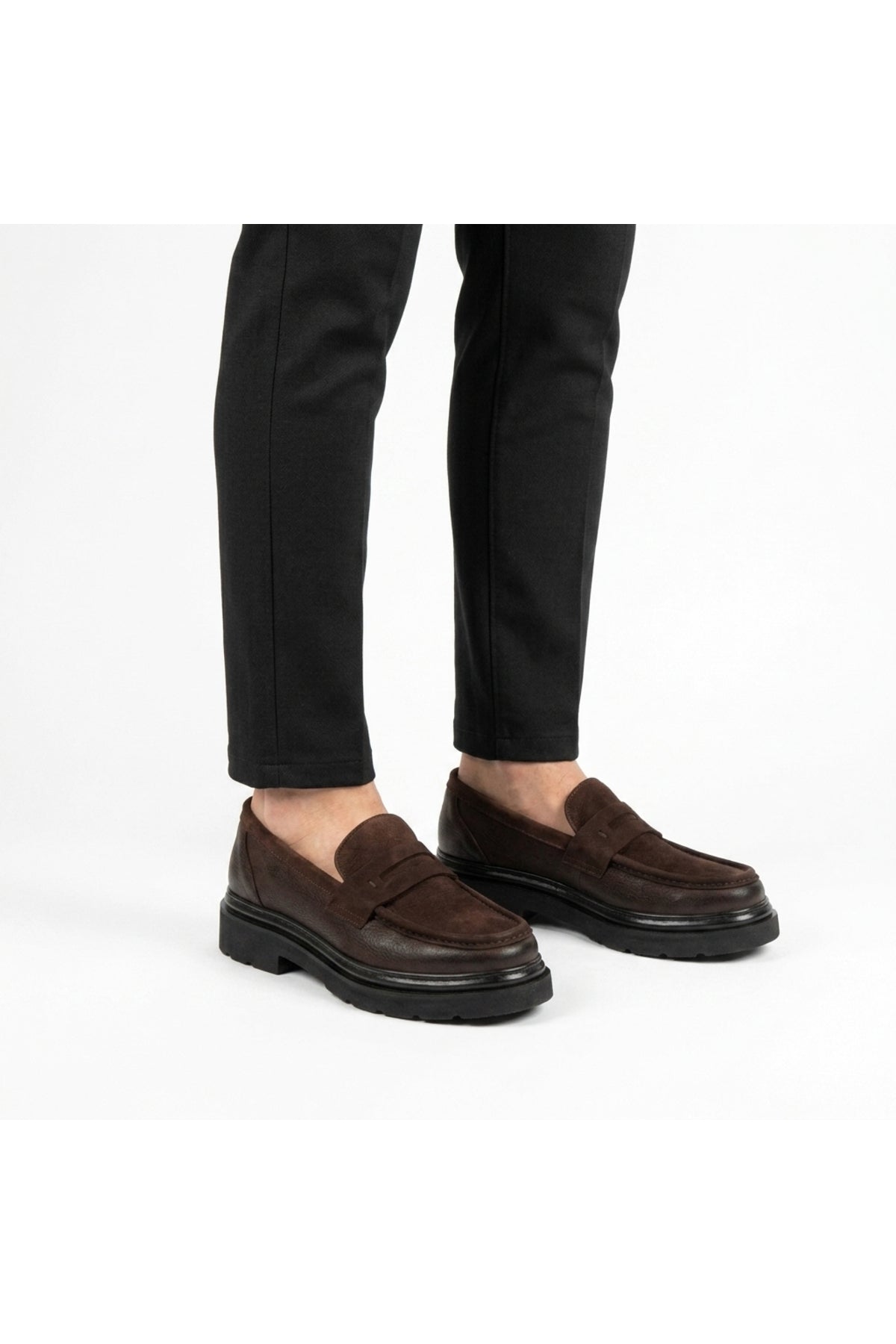 HAKİKİ DERİ & NUBUK YENİ SEZON ERKEK LOAFER AYAKKABI - COMFORT POLİ TABAN MRTNBKKAHSYH