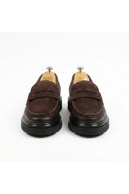 HAKİKİ DERİ & NUBUK YENİ SEZON ERKEK LOAFER AYAKKABI - COMFORT POLİ TABAN MRTNBKKAHSYH