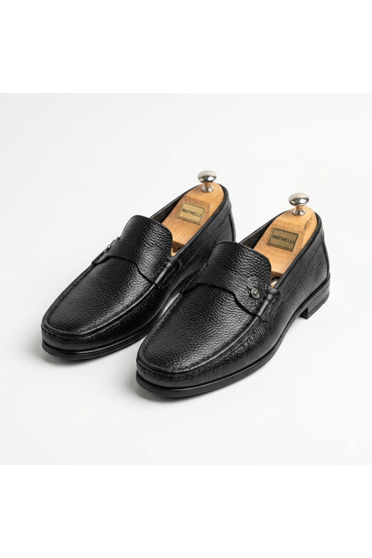 HAKİKİ DERİ SİYAH GÜNLÜK KLASİK KISA TOPUK LOAFER YENİ SEZON ERKEK AYAKKABI 110420262218