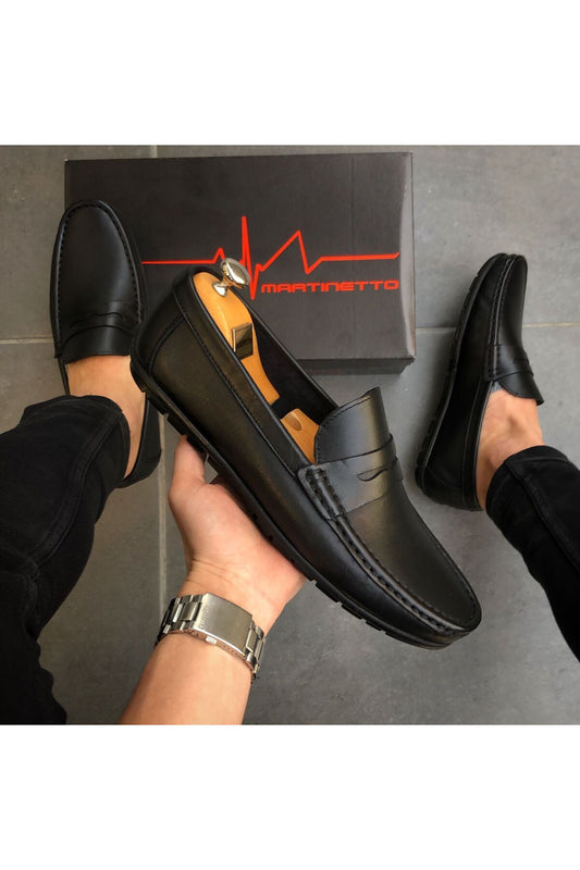 HAKİKİ DERİ SİYAH LOAFER GÜNLÜK ERKEK AYAKKABI GÇATK001