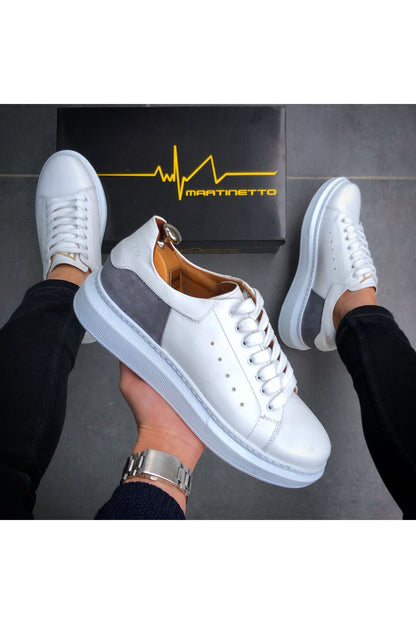 HAKİKİ DERİ YENİ SEZON RAHAT BEYAZ SNEAKER GÜNLÜK ERKEK AYAKKABI ÇG190324