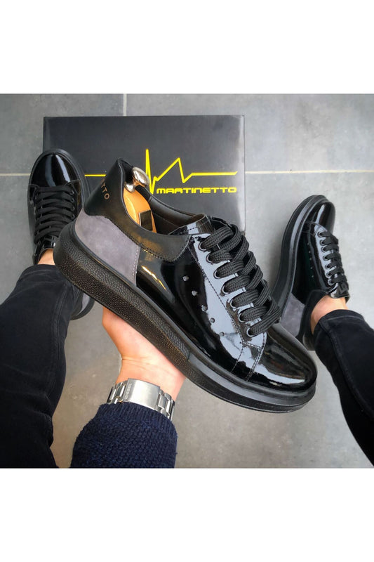 HAKİKİ DERİ YENİ SEZON RAHAT SİYAH RUGAN SNEAKER GÜNLÜK ERKEK AYAKKABI ÇG145398