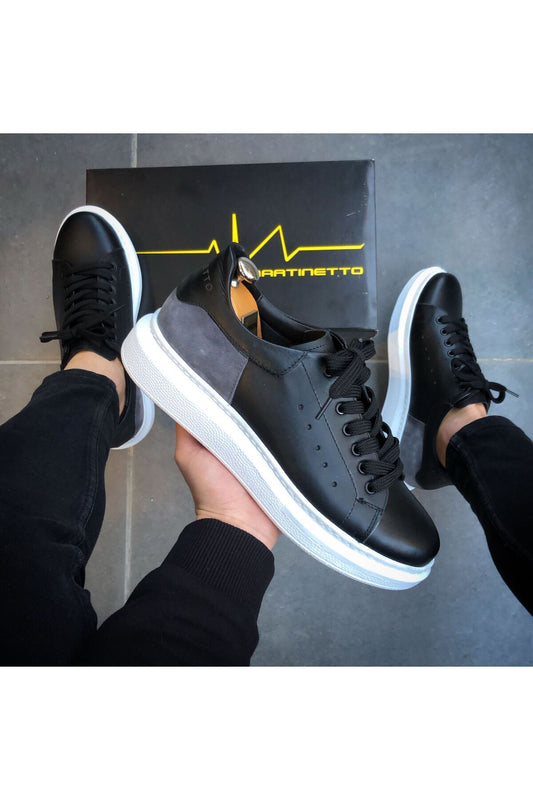 HAKİKİ DERİ YENİ SEZON RAHAT SİYAH SNEAKER GÜNLÜK ERKEK AYAKKABI ÇG150324
