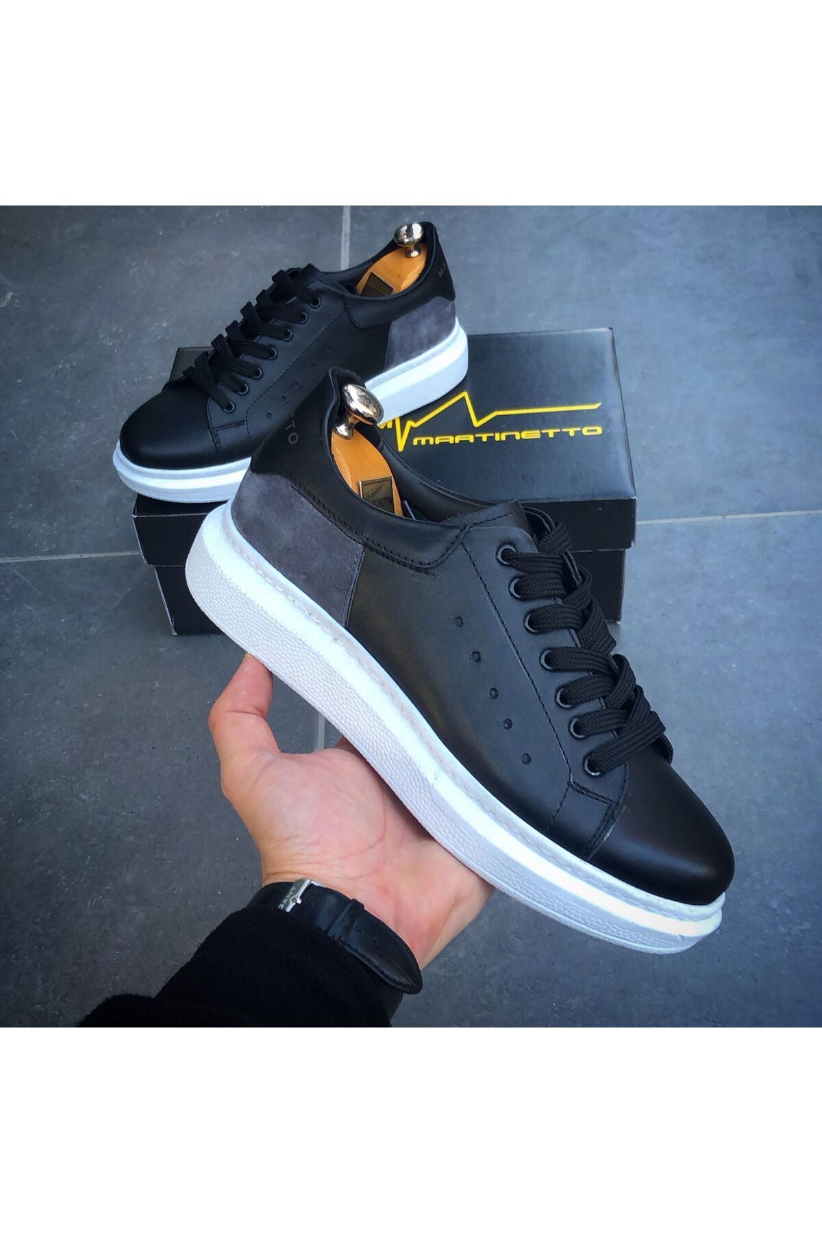 HAKİKİ DERİ YENİ SEZON RAHAT SİYAH SNEAKER GÜNLÜK ERKEK AYAKKABI ÇG150324