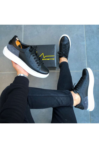 HAKİKİ DERİ YENİ SEZON RAHAT SİYAH SNEAKER GÜNLÜK ERKEK AYAKKABI ÇG150324