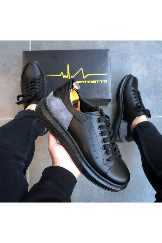 HAKİKİ DERİ YENİ SEZON RAHAT  SİYAH SNEAKER GÜNLÜK ERKEK AYAKKABI  EÇG1000500