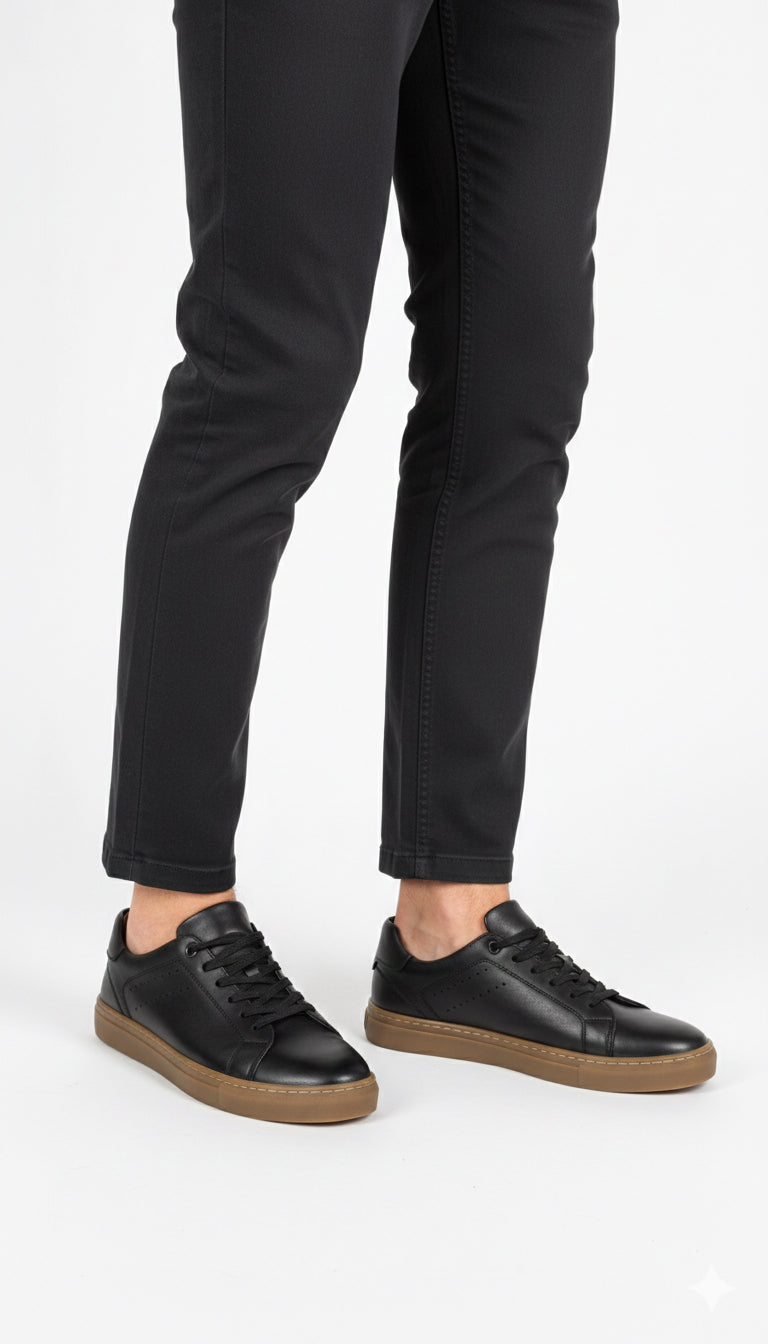 Hakiki Deri Yeni Sezon Rahat Siyah Sneaker Günlük Erkek Ayakkabı GY270524