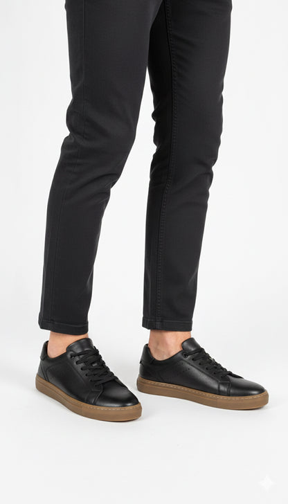 Hakiki Deri Yeni Sezon Rahat Siyah Sneaker Günlük Erkek Ayakkabı GY270524