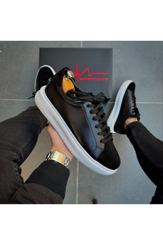 SİYAH ERKEK %100 HAKİKİ DERİ HAKİKİ SÜET  SNEAKER  RAHAT GÜNLÜK AYAKKABI 009002 SNEAKER