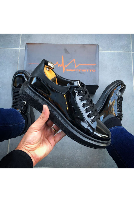 SİYAH HAKİKİ DERİ RUGAN UNİSEX SNEAKER AYAKKABI