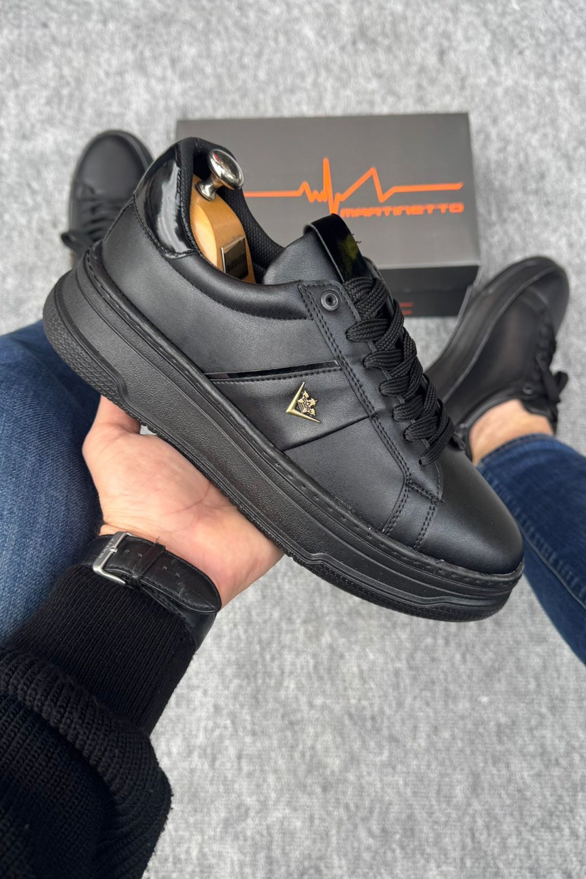 Suni Deri Yüksek Taban Günlük Bağcıklı Erkek Sneaker Ayakkabı