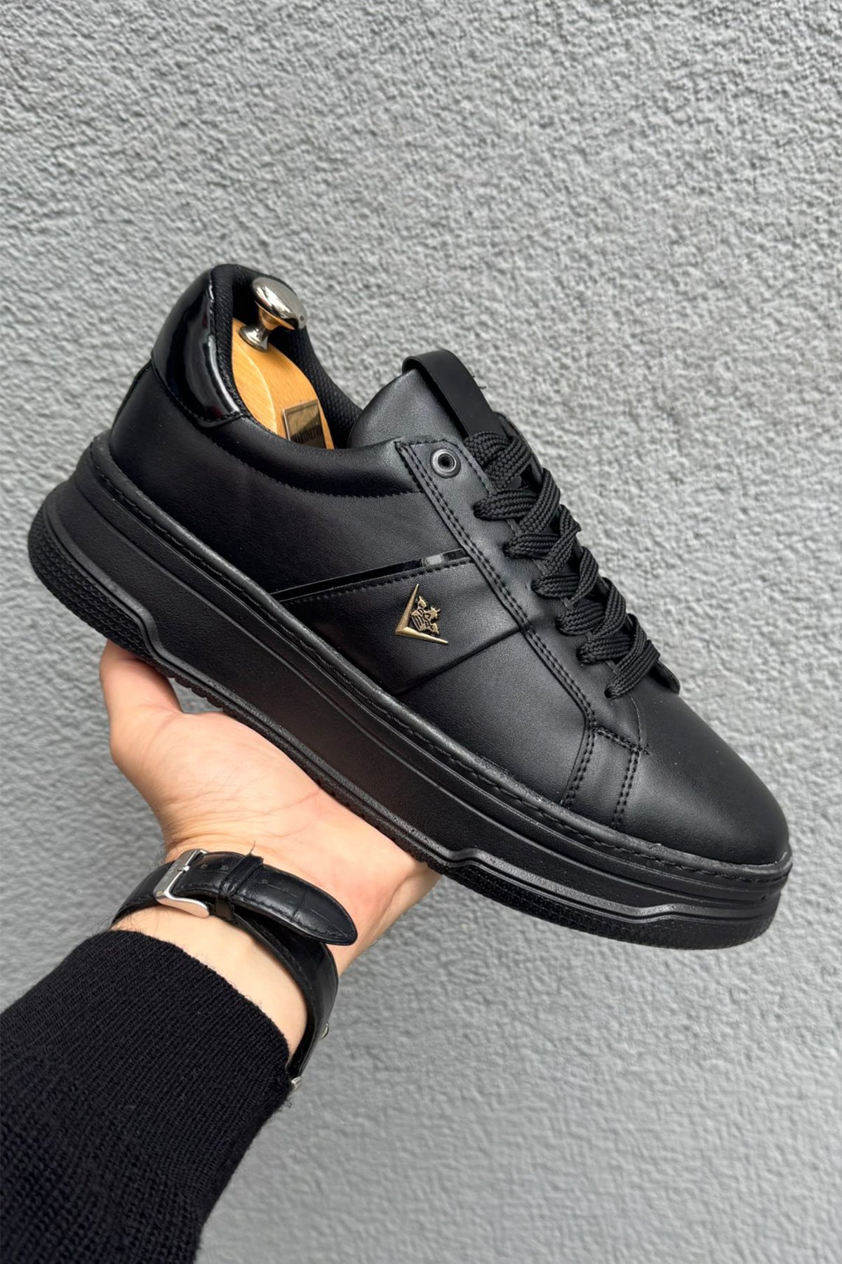 Suni Deri Yüksek Taban Günlük Bağcıklı Erkek Sneaker Ayakkabı