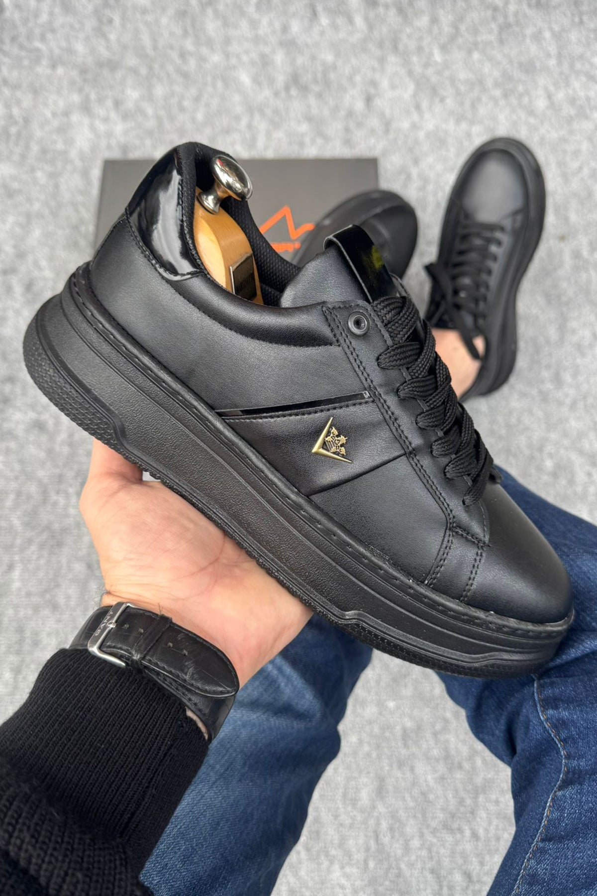 Suni Deri Yüksek Taban Günlük Bağcıklı Erkek Sneaker Ayakkabı